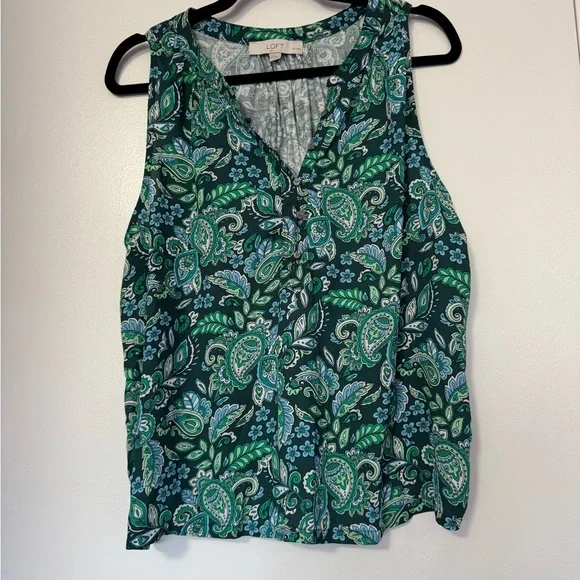 LOFT Teal and Blue Paisley Blouse - Picture 1 of 4